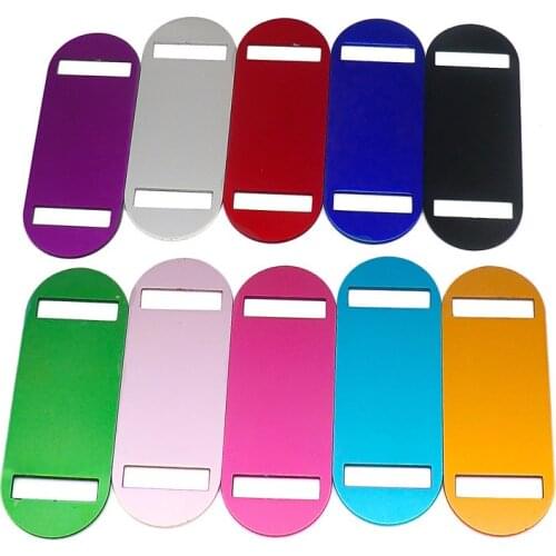 100Pcs/lot Personalized Double Sides Ellipse Shape Cute Dog ID Tags Customized Puppy Cat Collar Accessory Engraved Pet Name Tag