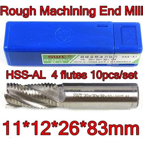 11*12*26*83mm 10pcs/set 12mm petiole 4 flutes HSS-AL Rough machining End Mill Machining steel Free shipping