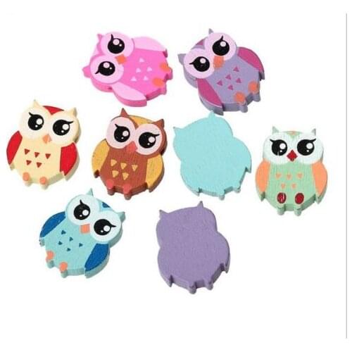 Free Ship 200PCS Mixed Wood Beads Spacer Beads Owl For Jewelry Making 21x18mm