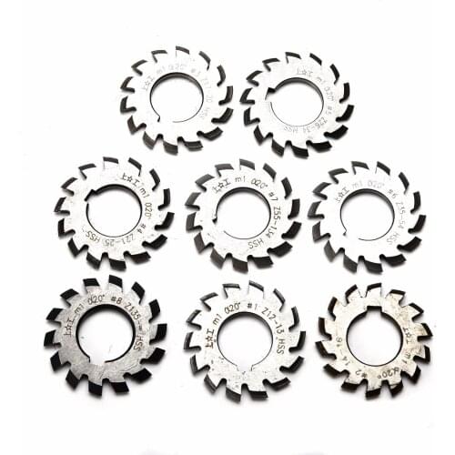 8Pcs M1 Involute Gear PA 20 Degree HSS Involute Gear Cutters Set #1-8 Assortment Kit For Milling Cutter Gear Cutting Tools