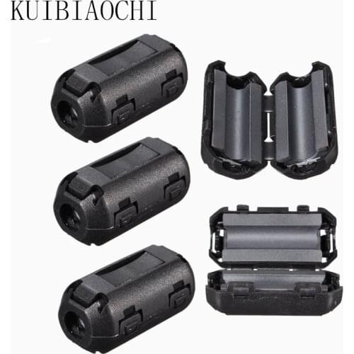 A09 5PCS EMI RFI Filters Black Plastic Clip Noise Suppressor 5MM Cable Ferrite Core Filters Removable Noise Mini 25 (L) x10 (W)