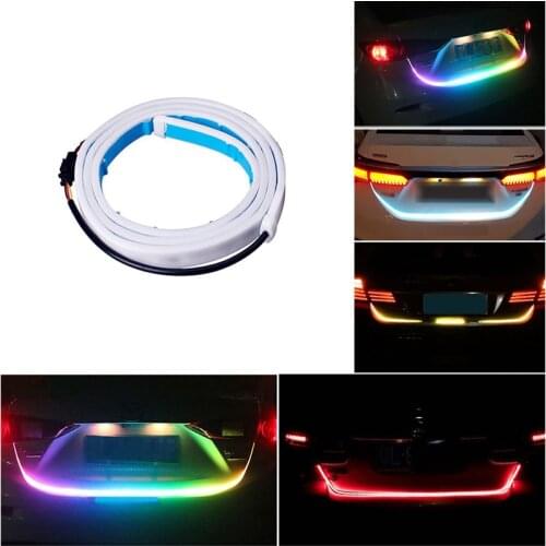 Car Styling LED Strip Trunk Light 12V RGB 120cm IP68 Multifunction Auto Rear DRL Warning Lamp Turn Signal Brake Reverse Lights