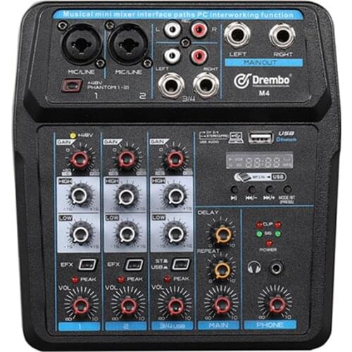 BeatBox 4 Channels Sound Mixing Console Record Phantom Power Monitor AUX Paths Plus Effects Audio Mixer With USB