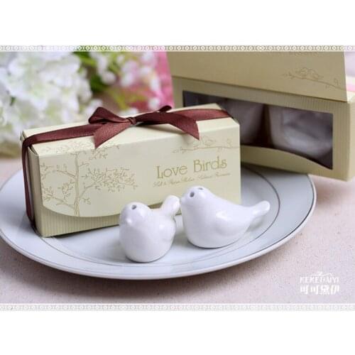 Free DHL/FEDEX Hot selling,100pcs=50sets,newest wedding favors, love bird salt pepper shaker Wedding gift Ceramic gift