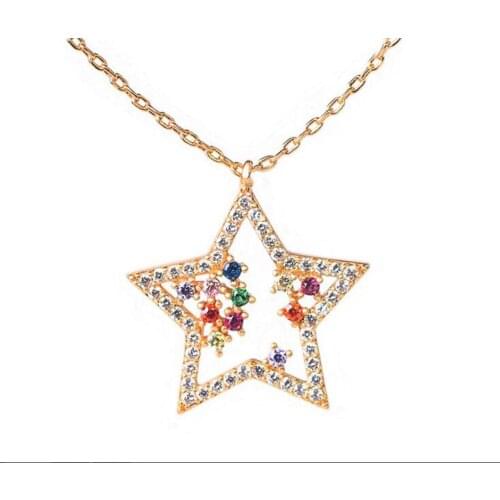 Bettyue New Design Women Shiny Star Design Cubic Zircon Hollow Out Multicolors Delicate Necklace Fancy Gift Fashion Statement