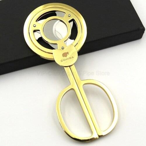 COHIBA High Grade Stainless Steel 3 Blade Cuban Cigar Scissor Sharp Staright Cut Cigar Cutter Gift Box