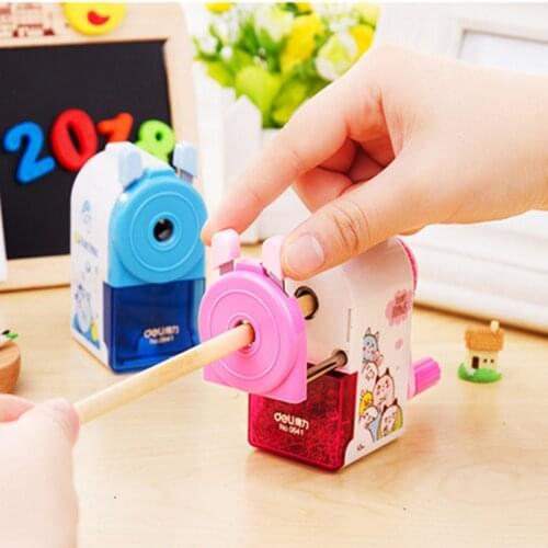Deli 1pcs manual pencil sharpener Korean kawaii mechanical pencil sharpener for school office supplies cute stationery kids gift