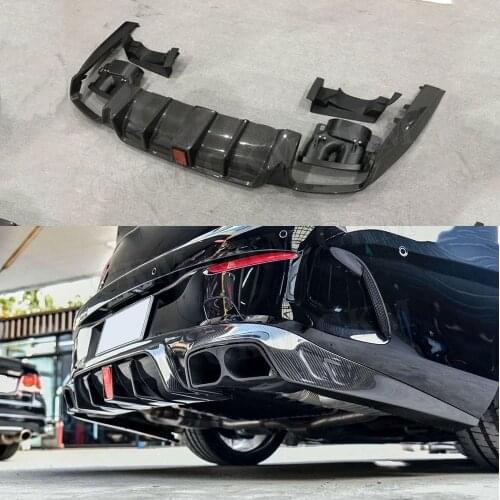 Carbon Fiber Rear Bumper Lip Light Diffuser with Exhaust Muffler Tips for Mercedes Benz W238 E63 AMG Coupe B style 2017-2019