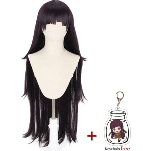 Dangan Ronpa Tsumiki Mikan Long Wig Cosplay Costume Danganronpa Women Heat Resistant Synthetic Hair + free 1pcs Keychain