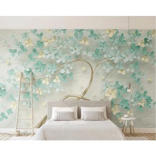Custom wallpaper photo three-dimensional flower relief tree home decoration mural living room bedroom background 3D wallpaper
