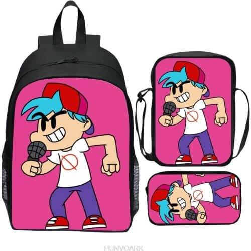 3pcs Friday Night Funkin School Bags For Boys Girls Backpack Famous Game 3D Printed Backpack For Teenager Students Mochilas