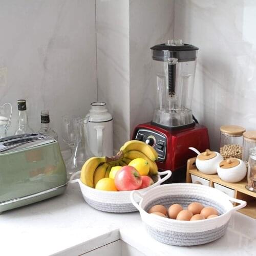 MLGB 2PCS Cotton Rope Storage Basket Desktop Snack Simple Sundries Basket Hand-Woven Storage Basket Home Furnishing Basket