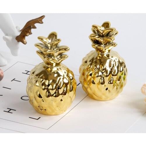 Creative Small Pineapple Ornament Gold Ceramic European Luxury Electroplating Home Decoration Tabletop Decoration Home Decor