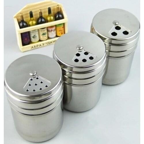 Kitchen Tools Stainless steel Shaker Jar Sugar Salt Pepper Herbs Toothpick Storage Bottle BBQ Supplies SN360