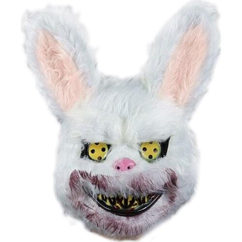 Halloween Bloody Bunny Bear Mask Bloody Plush Animal Head Mask for Cosplay Masquerade Party Creepy Mask Supplies