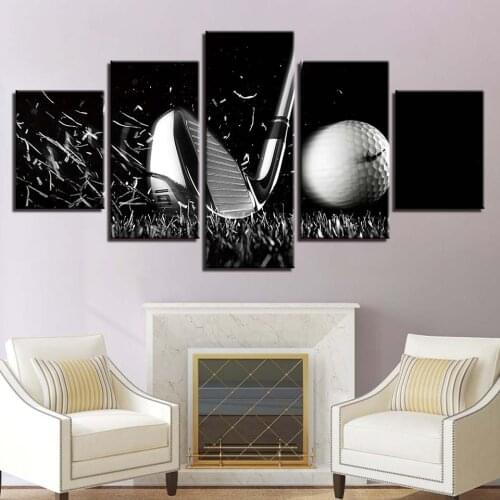 Modular Canvas Frame Decor Living Room 5 Pieces Golf Ball Black And White Painting Home Modern HD Print Poster Pictures Wall Art