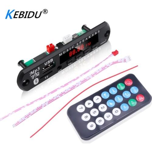 Kebidu Handsfree 5V 12V Mp3 decoder Board Panel Bluetooth 5.0 Car Radio Wireless FM Module TF Card 3.5mm USB AUX Music