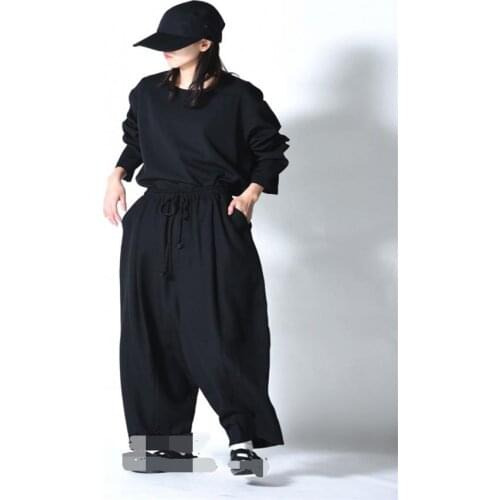 Mens spring and autumn new high stretch waist black casual large trousers wide leg trousers for men and womens new loose pants