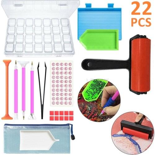 22pcs 5D Diamond Painting Tool Diamond Painting Embroidery Craft Kit Box Diamond Accessories DIY Art Craft Pen Set