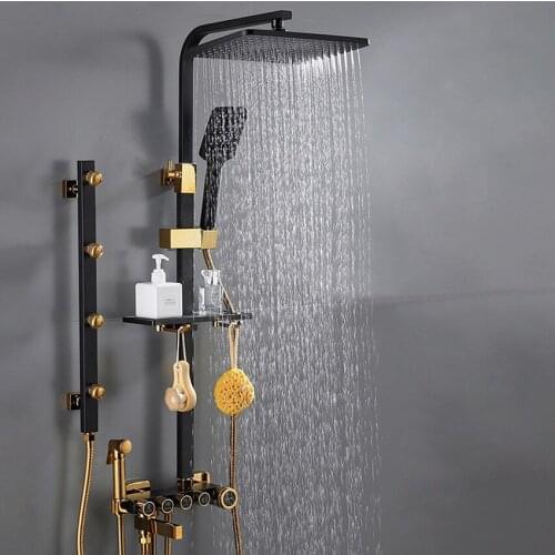 Five Gears Faucet Shower Set Wall Mounted Bathroom Mixer Water Taps Back Spray Rainfall Shower Heads Bathtub Shower System Set