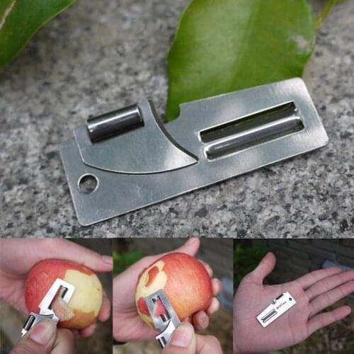 New Stainless Steel 2 in 1 EDC Pocket Multi Tool Outdoor Can Opener Fruit Multi Peeler Cutter 2\" Double Peeler