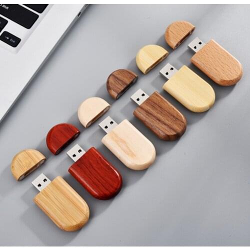 Customized LOGO new flip wooden box bamboo box with square high-speed USB 3.0 wooden flash drive