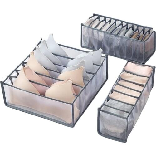 Dormitory Bra Closet Organizer For Socks Home Separated Underwear Storage Box 7 Grids Bra Organizer Foldable Drawer Organizer
