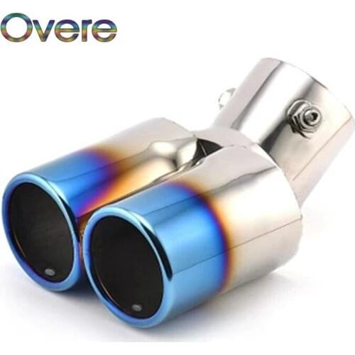 Overe 1PC Twin Curved Car Exhaust Tail Pipe Muffler For Mazda 6 5 Peugeot 207 307 Chevrolet Cruze Aveo Ford Focus 2 Kia Rio K2