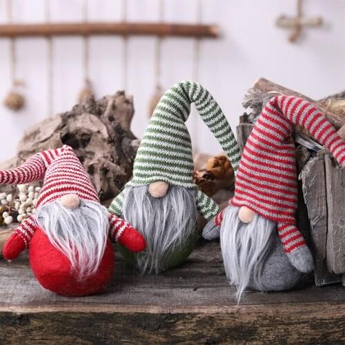 Striped Hat Stuffed Doll Nordic Gnome Festival Decoration Christmas Ornament For Window Display Desktop Decor
