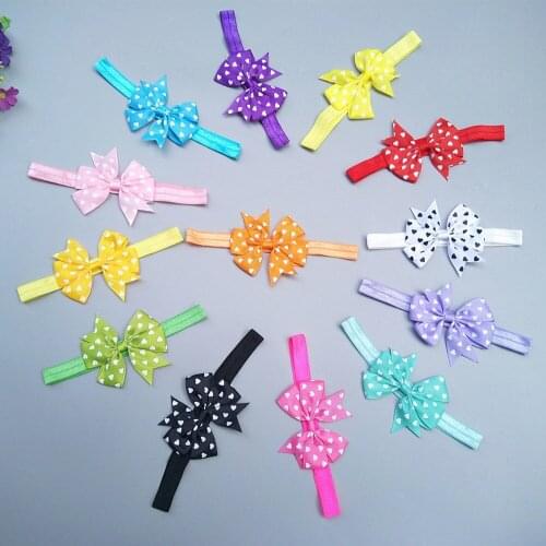 Baby Bows Headbands Girls Polka Dots Bow Knot Hairband Head Band Infants Newborn Toddlers Gift Tiara Hair Accessories Clothes