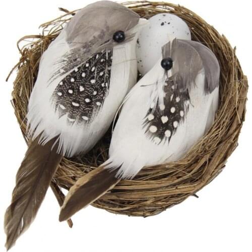 Bird Ornament Lifelike Long Lasting Birds Nest Miniature Birds Home Decoration Tabletop Ornaments for Party Garden