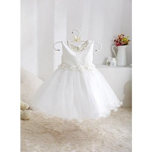 Real Image White Tulle Flower Girl Dresses Big Bow Bead Party Pageant Dress for Wedding Birthday Little Girls Ball Gown 2-12Y