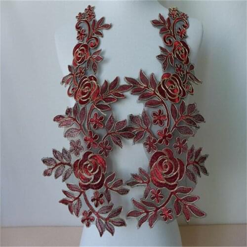 Luxury Lace Fabric Trim Sew On Dress Clothing Applique Blouse Sewing Floral Embroidered DIY Neckline Collar Costume Decoration