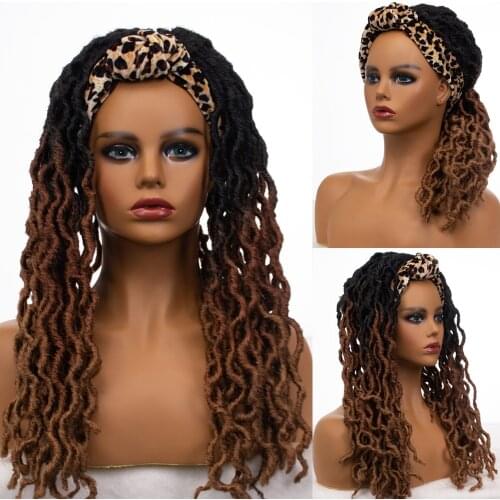 Ombre Synthetic Dreadlock Faux Locs Braids Wigs locs Wigs With Headband Natural Looking Soft Dreads Braid Twist Wigs