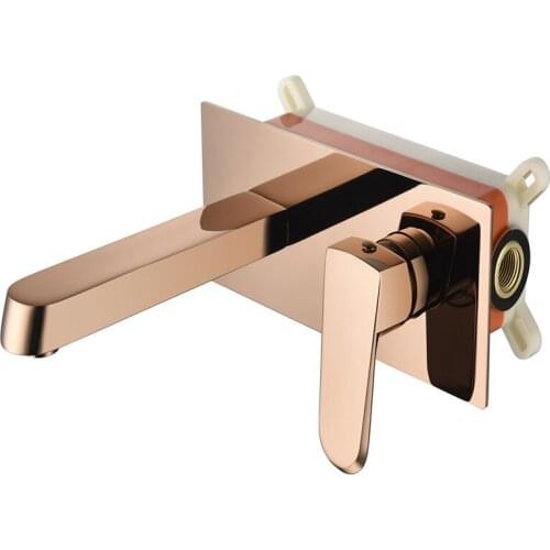 Rose Gold Copper Bathroom Basin Faucet Brass Sink Mixer Tap Hot & Cold In-Wall Mounted Single Handle Lavatory Crane Chrome/Black