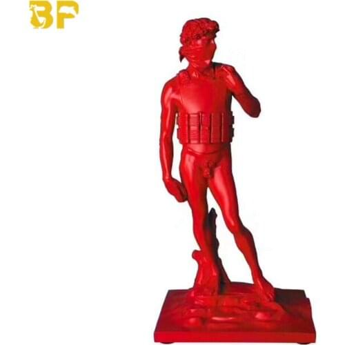Modern Art Banksy Suicide Man Suicide David Red Ver. Statue Creative Resin Sculpture Street Abstract Art Home Decoration
