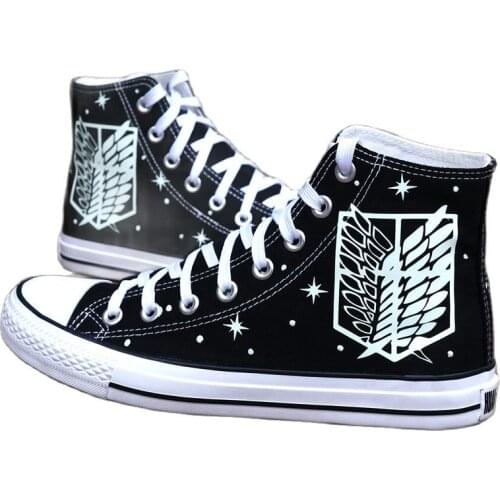 Unisex Anime Attack on Titan Luminous Casual Canvas Shoes Plimsolls Sneakers