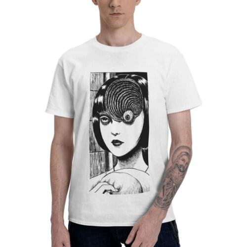 Tomie Junji Ito T-shirt Men Graphic T Shirts Short Sleeve Japanese Horror Manga Uzumaki Tshirt 100% Cotton Tee Tops Clothes