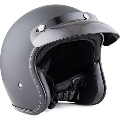 Vintage Motorcycle Sun Visor Helmet 3/4 Open Face Helmets Casco Moto Jet Scooter Bike Helmet Retro Approved Casque Motociclismo