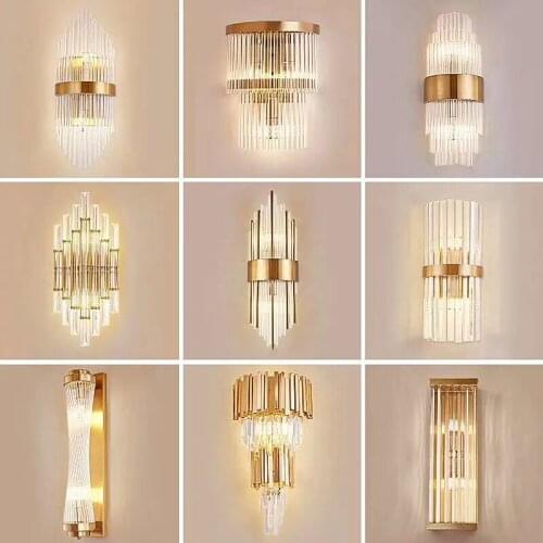 Vintage light lamp crystal aisle bedroom dining room espelho wall lights for home
