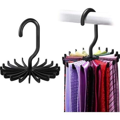 360 Degree Rotating Tie Rack Belt Hangers Scarf Holder Hook for Closet Organizers Home Hanging Necktie Belt Shelves Organizer
