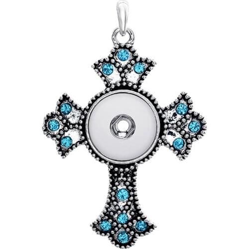 XH2672 New CROSS Snap Button Jewelry Necklace (fit 18mm 20mm Snaps)