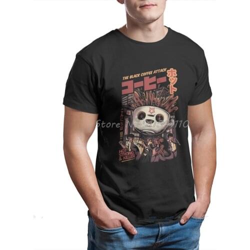 Japanese Ukiyo-e Funny Art Black magic coffee Classic Men Tshirt Comfort Graphic Clothes Fashion Design Cotton Harajuku T Shirt