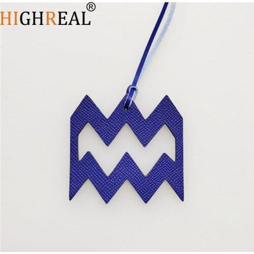 HIGHREAL Fashion Real Genuine Natural Leather Aquarius Keychain Pendant Women Backpack Bag Charm