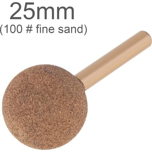 1pc 6 Handle Brazed Diamond Grinding Head 25mm 100# Fine Sand Stone Carving Ball-Shaped for Polishing Metal Wood Tool RotaryTool