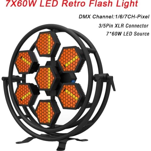 1Pc DMX Retro Flash Lights 7X60W DMX 512 Controller LED Stage Light LED Stage Lighting Effect Dj Lights For Party Dj Club Shows