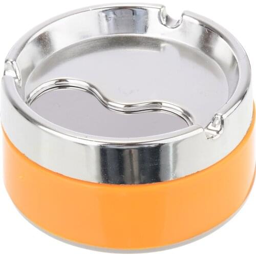 1pc New Silver Orange Detachable Rotatable Lid Cylinder Design Stainless Steel High Temperature Resistance Cigarette Ashtray