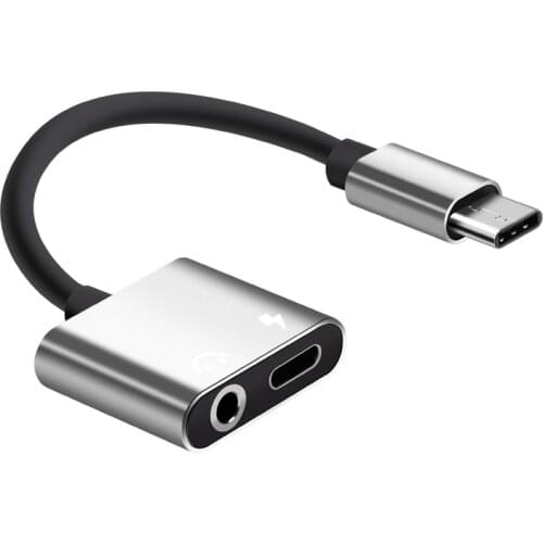 2 in1 Type-C to 3.5mm Headphone Jack Adaptor/Connector Charger, Earphone Aux Audio & Charge Adaptor