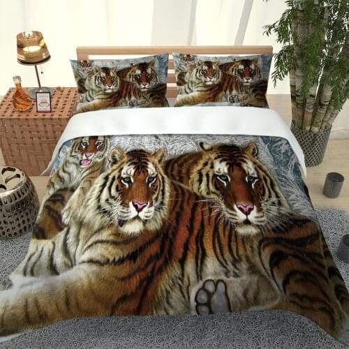2020 Hot Style Bedding Set 3d Digital Tigers Printing 2/3pcs Duvet Cover Set Single Twin Double Full Queen King Bedding