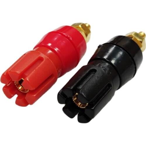 Red and black Gold-plated Audio power amplifier binding post 4mm Banana socket plum blossom terminal 8pcs/lot